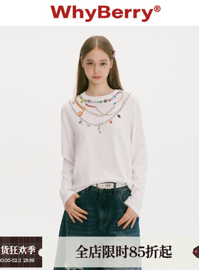 WhyBerry 25AW“夏末回讯”原创链条印花上衣鬼马少女感长袖打底