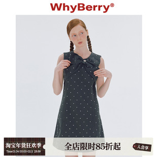 WhyBerry 24SS“星的重奏”微A连衣裙不规则蝴蝶结黑色裙子女