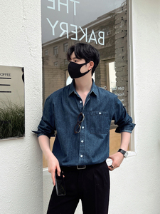 轻熟风男士宽松牛仔衬衫 深蓝 S132/P68  98图片