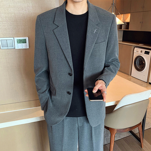 轻熟风色织面料宽松休闲男士西装 黑 X160/P175 控198图片