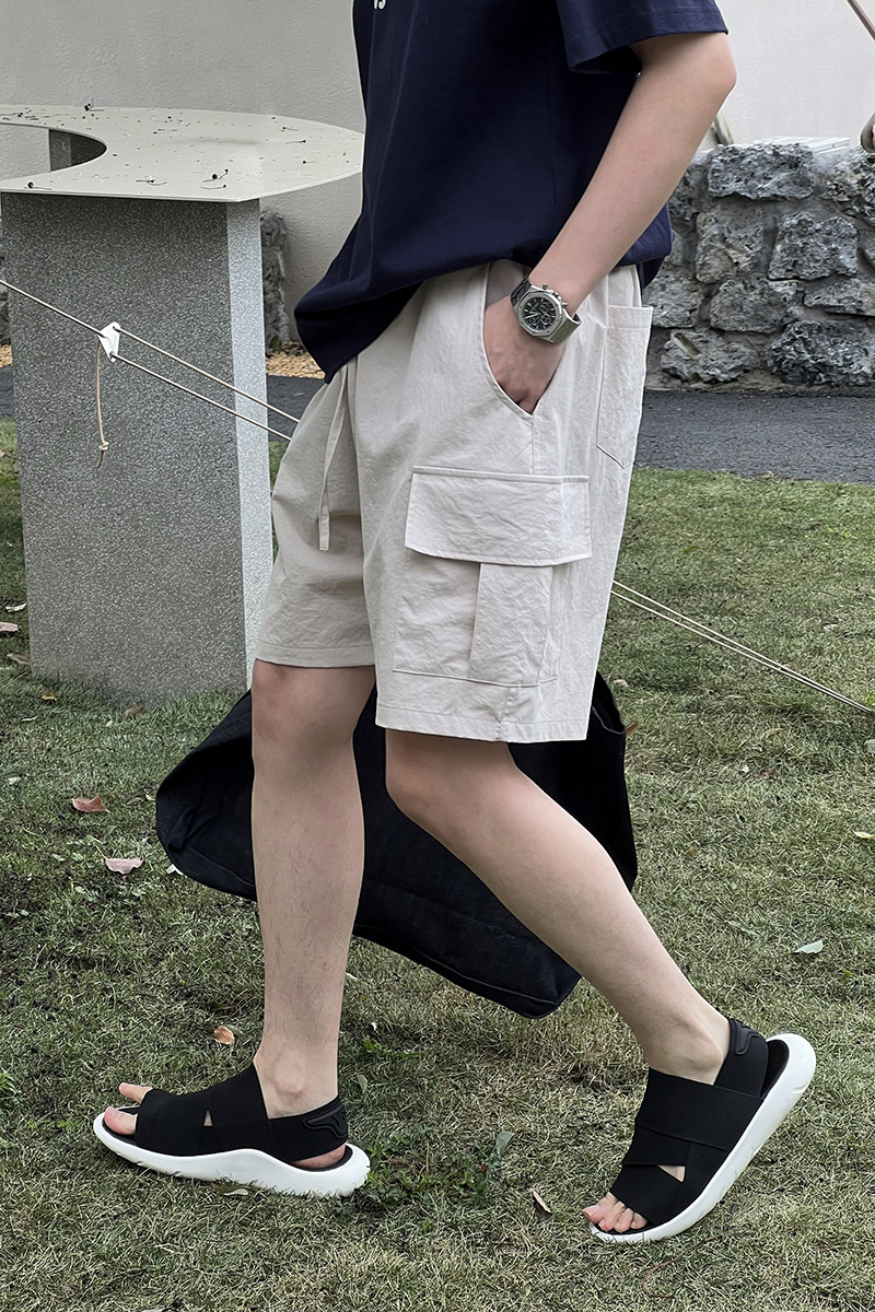 大口袋宽松休闲短裤米色K227/P65控88,男装牛仔裤,电商A242