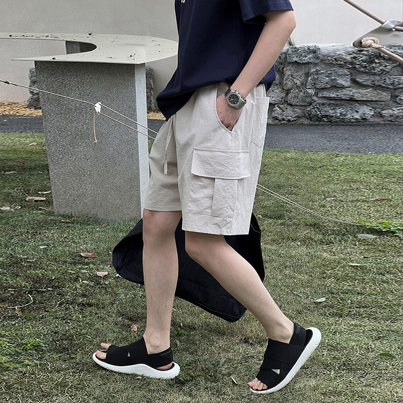 大口袋宽松休闲短裤米色K227/P65控88,男装牛仔裤,电商A242