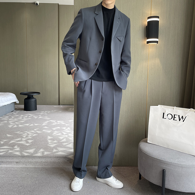 轻熟风3粒扣复古宽松休闲西装军绿X182/P165控198,男装西服套装,电商A242