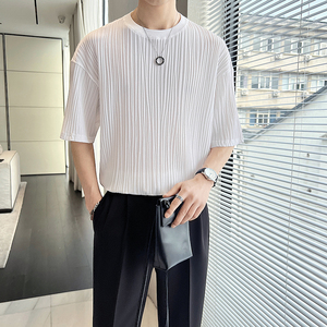 轻熟风冰丝面料男士短袖TEE 黑 ST74 P48/控78图片