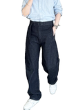 腰带款百搭纯色阔腿牛仔裤藏青N03/P98控145，男装牛仔裤，电商A242