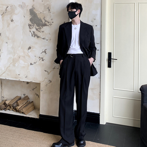 轻薄宽松腰带设计男士西裤 黑色 K223/P88 控118图片