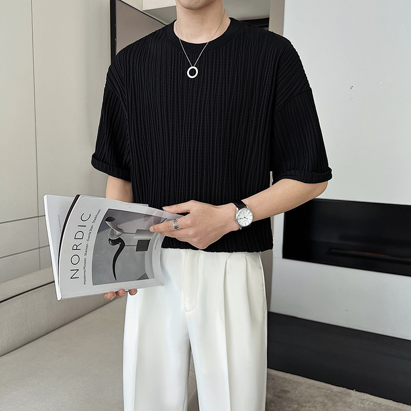 轻熟风冰丝面料男士短袖TEE 黑 ST74 P48/控78图片