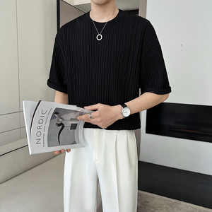 轻熟风冰丝面料男士短袖TEE 黑 ST74 P48/控78图片