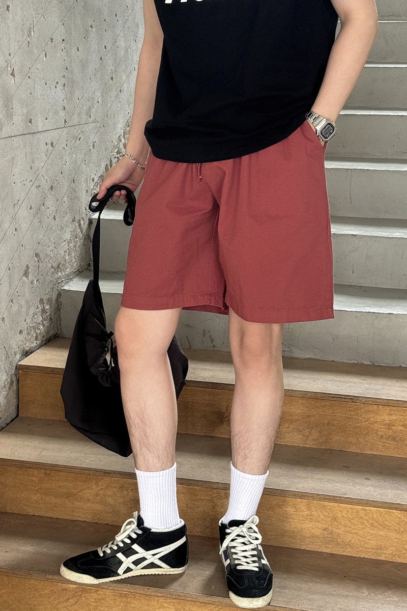 全棉宽松抽绳休闲短裤红K205/P55控85,男装牛仔裤,电商A242