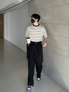 垂坠感宽松腰带休闲西裤 灰 K212/P88 控135图片