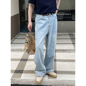 淡蓝水洗阔腿牛仔裤 N12/P88 控138图片