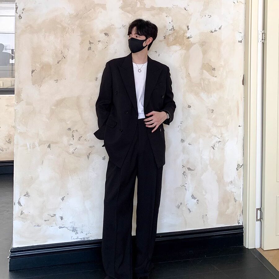轻薄宽松版型双排扣男士西装黑色X223/P165控198,男装西服套装,电商A242