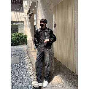 简约款男士大翻领皮夹克J24/P148 控188图片