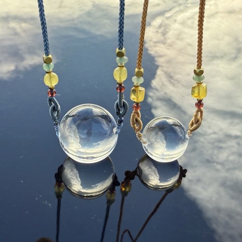 净体国风牛鼻孔白水晶泡泡吊坠项链女生单珠挂件招财转运白水晶球