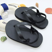 纯黑色简约男女儿童休闲防滑沙滩人字凉拖鞋 宝宝夹脚凉鞋 新款 夹脚