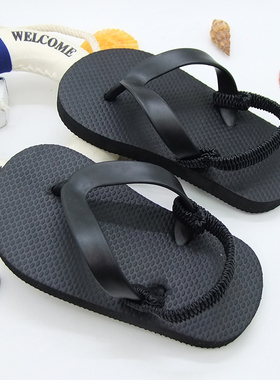 宝宝夹脚凉鞋新款纯黑色简约男女儿童休闲防滑沙滩人字凉拖鞋夹脚