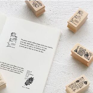 禾木TN 信的恋人木质印章 叶子的诗 原木橡胶手帐相册日记装饰DIY
