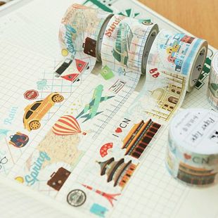 禾木家 复古旅行系列时间轴城市地图和纸胶带 手帐DIY装饰素材