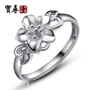 Female Silver Rings Silver ring 999 Sterling Silver Rings Korean fashion rose live adjustable opening finger