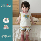 超萌大象上衣彩条短裤 2026夏季 男宝宝薄款 男童套装 休闲两件套 新款