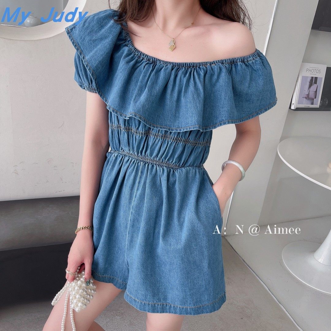 牛仔连体裤蓝色女夏季薄款短裤2025新款炸街减龄可盐可甜顶ji直播,女装/女士精品,连体衣/裤,淘宝优惠券,粉丝福利购,淘宝优惠卷