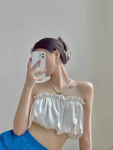 夏季时髦性感木耳边甜美抹胸裹胸