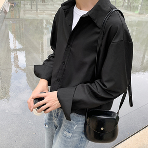 CS001-P58/2021潮流宽松白衬衫长袖韩版潮流秋季休闲百搭衬衣男士图片