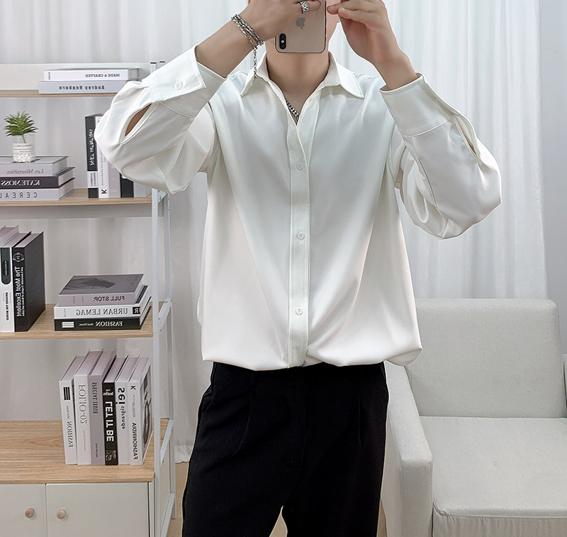 610A-3-CS074-P63男士长袖衬衫休闲白色帅气衬衣秋季上衣,男装衬衫,星座610A-3（原钱塘4015)
