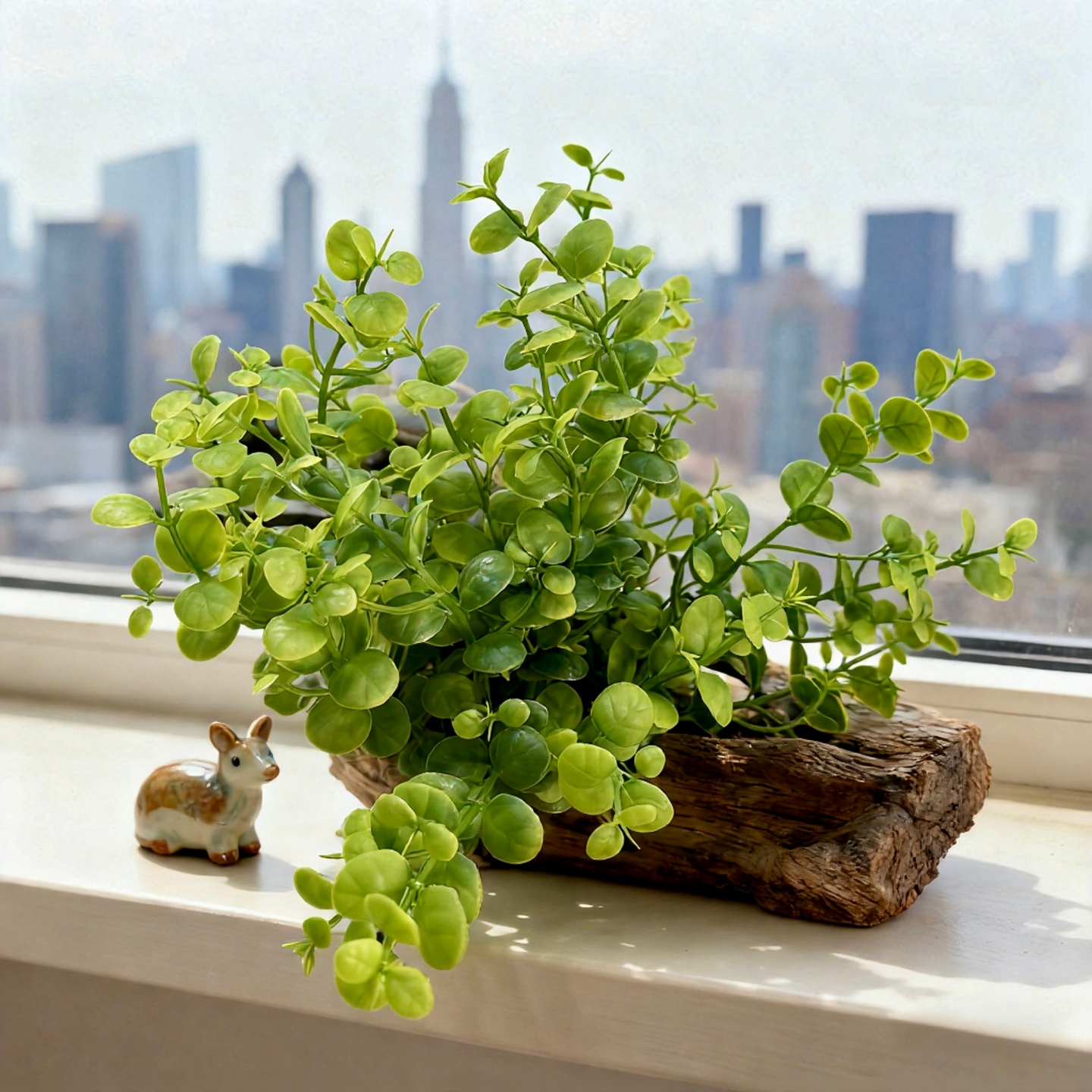 仿真尤加利叶金钱叶窗台摆件 ins风客厅桌面装饰假花盆栽塑料花束