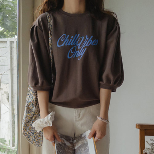 独特气质灯笼中袖T恤百搭宽松