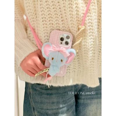 弗兰多手机背夹可爱手机挂件少女心毛绒玩偶