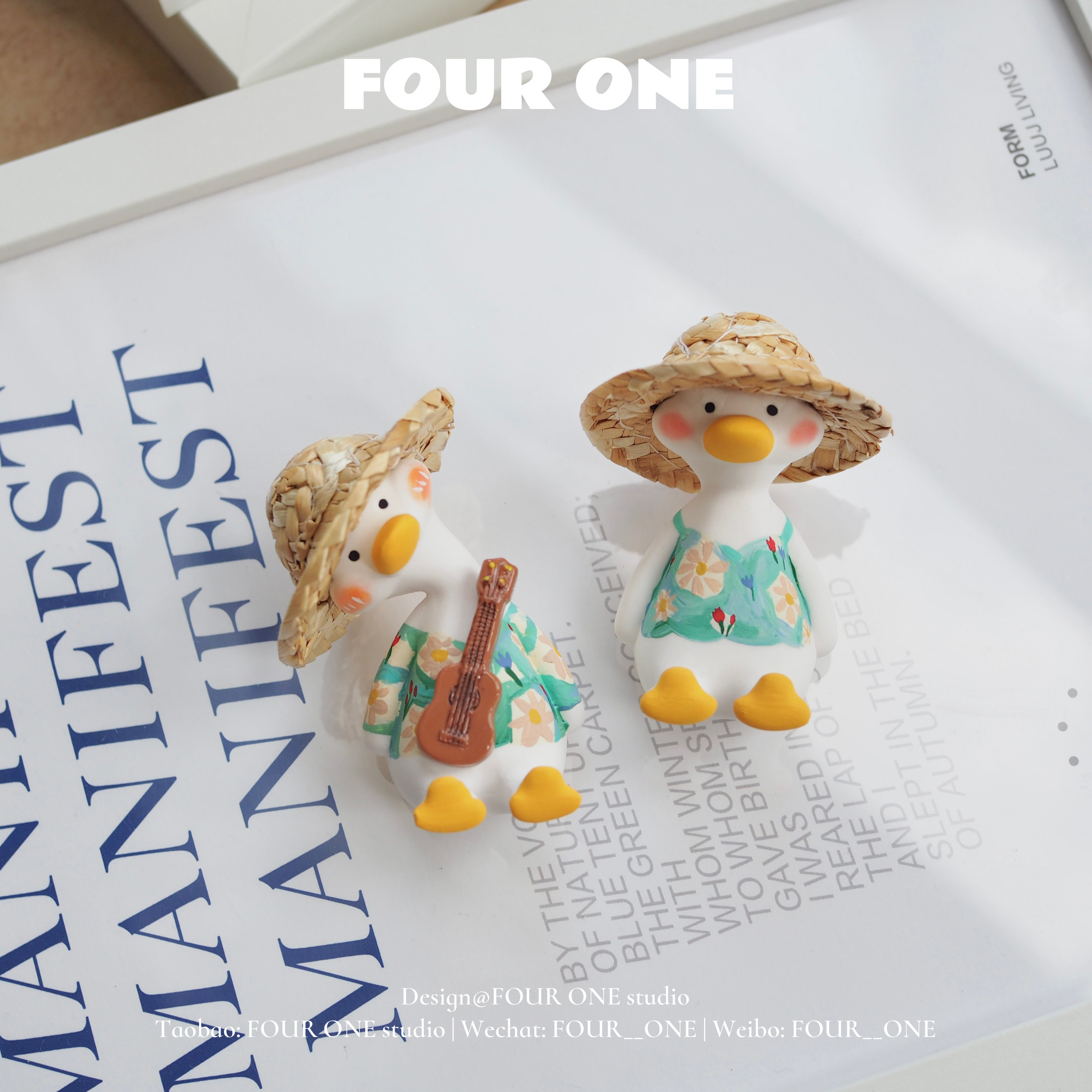 FOUR ONE 套装派对小鸭子 ins风情侣礼物车载熏香小众装饰 蓝风铃