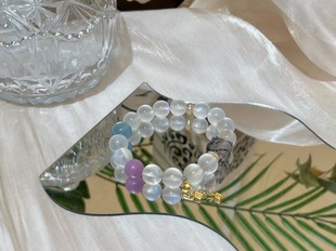 高品质月光石多宝设计款手串 月光石 黑发晶方糖 海纹石 海蓝宝