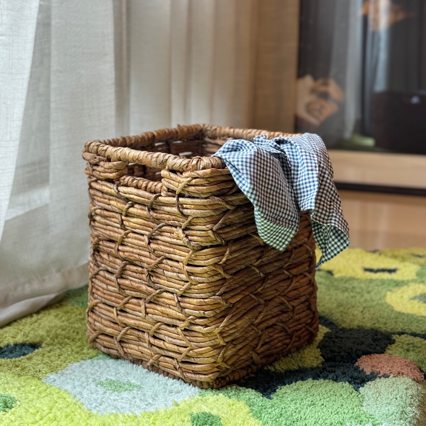 进口手工方形花盆编织篮日式大号整理收纳筐水果收纳篮脏衣篓衣篮