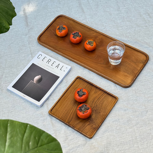 柚木长方形早餐托盘木质茶盘果盘