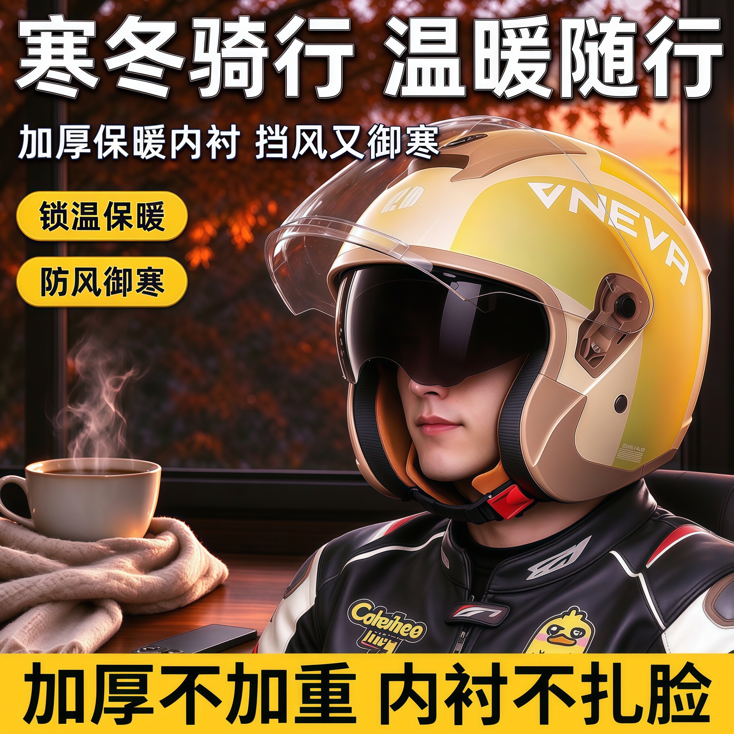 冬季防雾2026新款高颜值四分之三头盔秋冬电动车女保暖防风安全帽