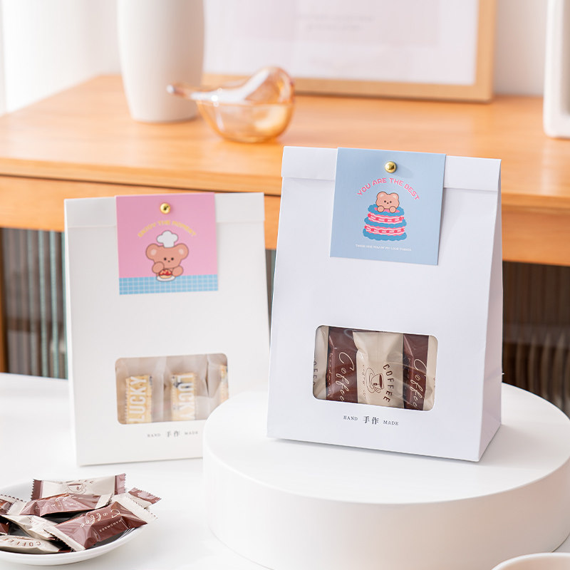 雪花酥牛轧糖盒子 红枣核桃糕自立包装袋 圣诞纽扣饼干糖果盒新年