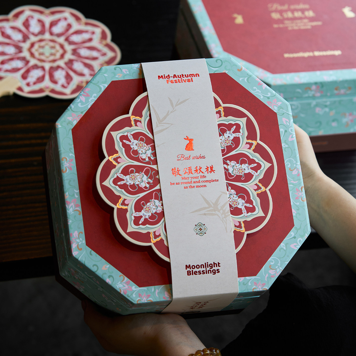 高档中秋八边形月饼礼盒空盒