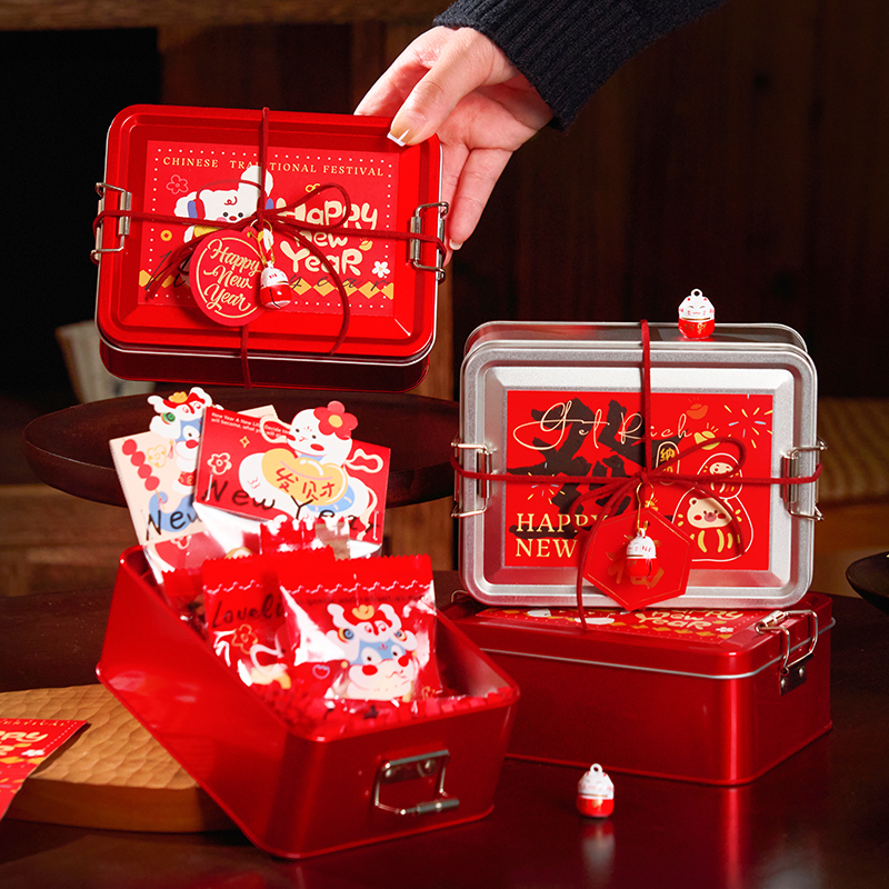 2026新年新款搭扣铁盒复古马口铁包装盒子饼干礼品盒礼盒糖果罐
