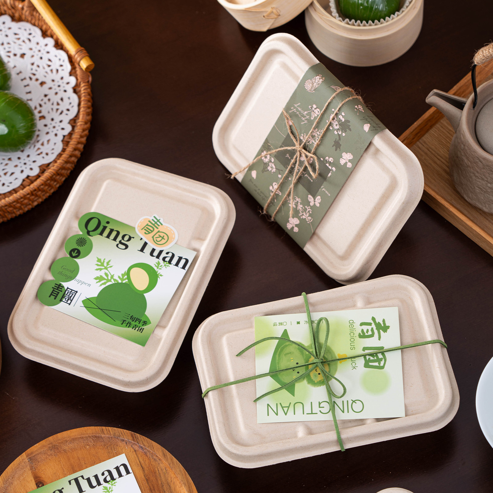 青团包装盒甜品三明治外卖打包盒子一次性便当礼盒蘸酱麻薯绿豆糕