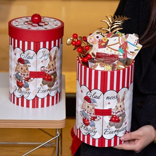 2026新年包装盒抱抱桶马年礼盒饼干雪花酥年货盒子礼品盒空盒圣诞