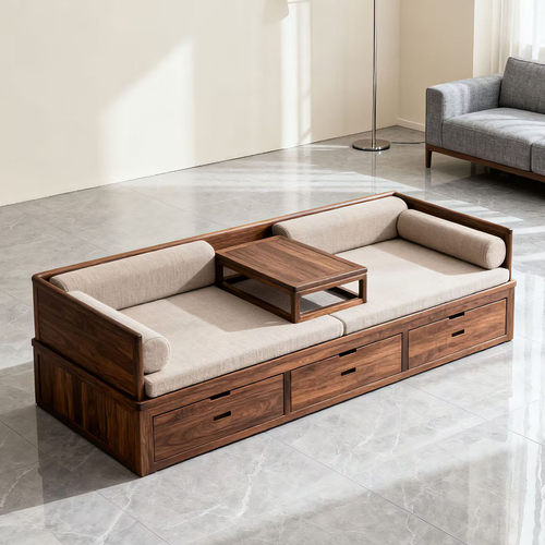 新中式宋式美学实木抽屉罗汉床榻