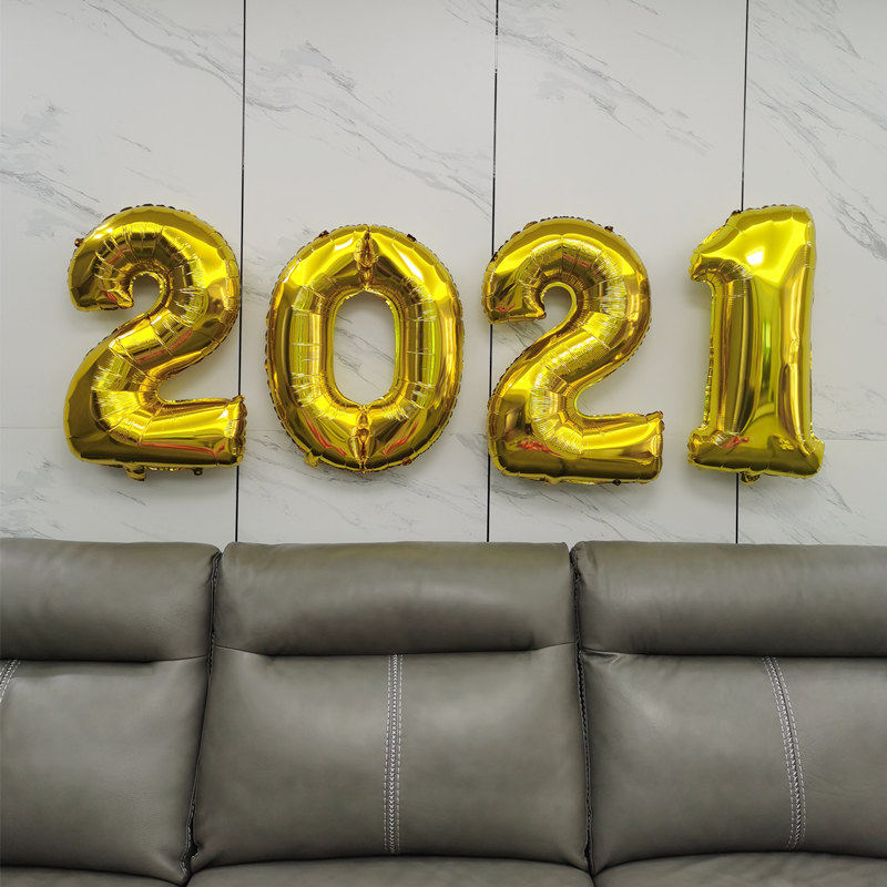 2021超大数字跨新年气球生日欢迎加油周岁数字布置装饰铝膜球