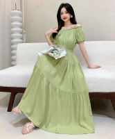 Bohemian floral cotton silk wide-swing dress, long dress, beach dress, vacation dress, printed one-shoulder collar, sweet summer thumbnail 8