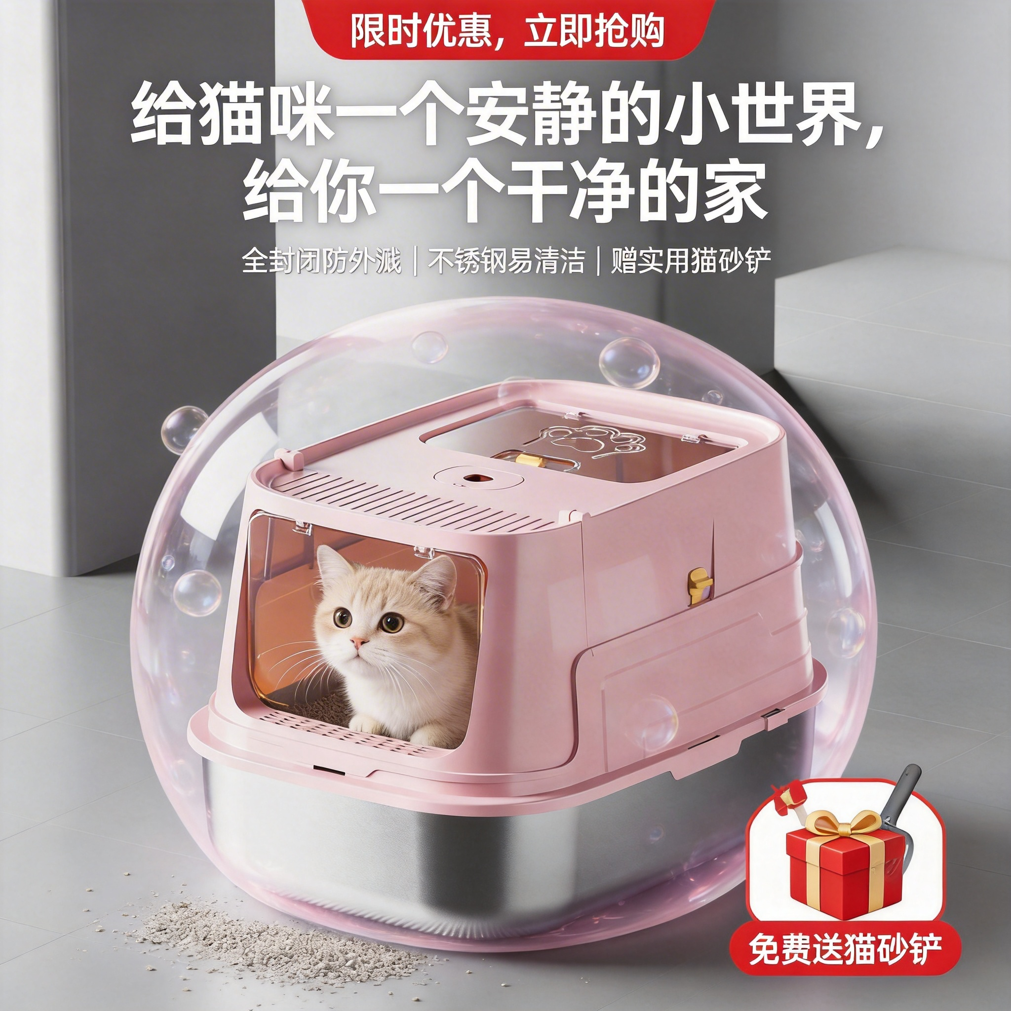 大号全封闭猫砂盆防外溅防带出隔臭猫厕所家用超大空间猫咪宠物
