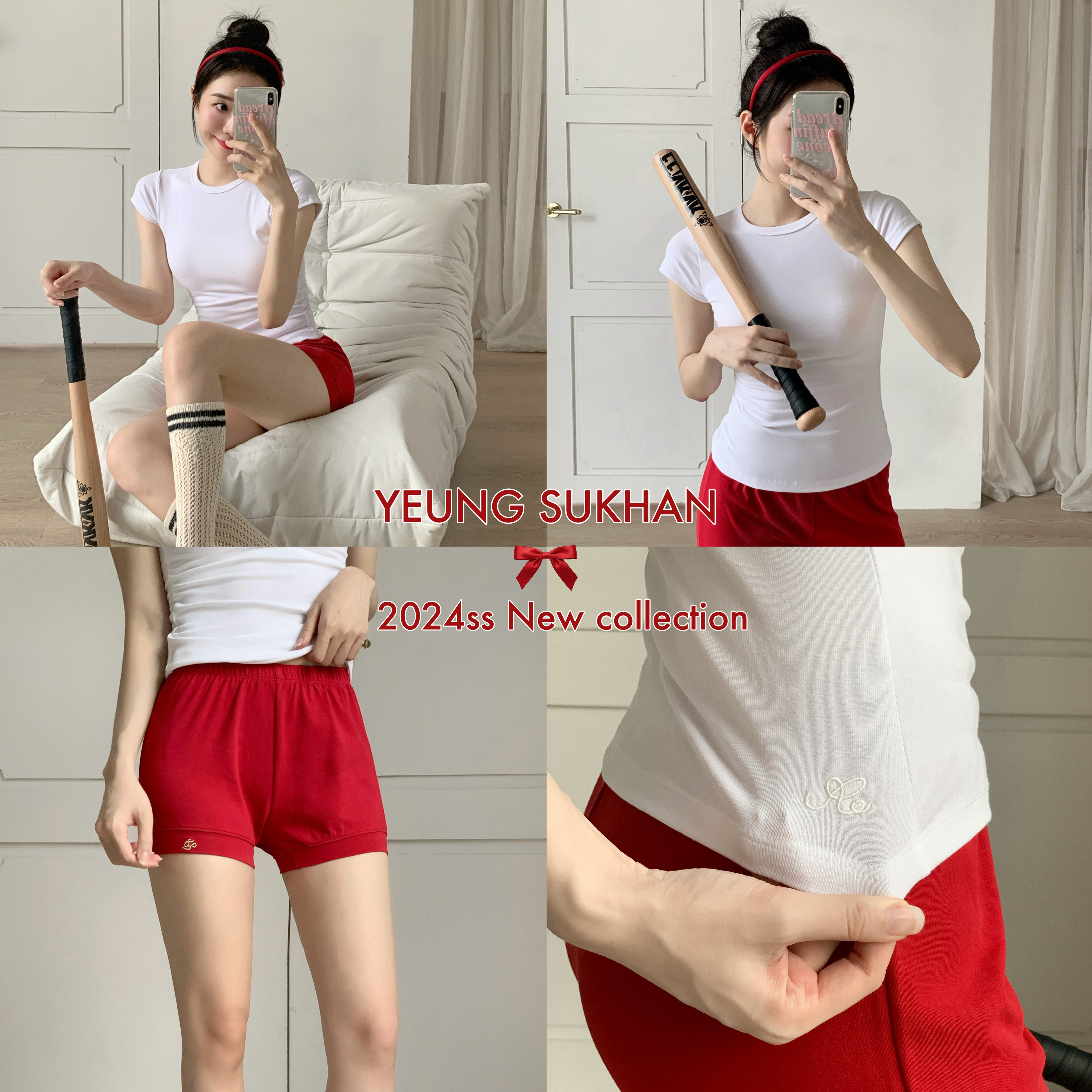 YEUNG SUKHAN/正肩Tee+艾扬格短裤 修身显瘦短袖松紧腰瑜伽三分裤