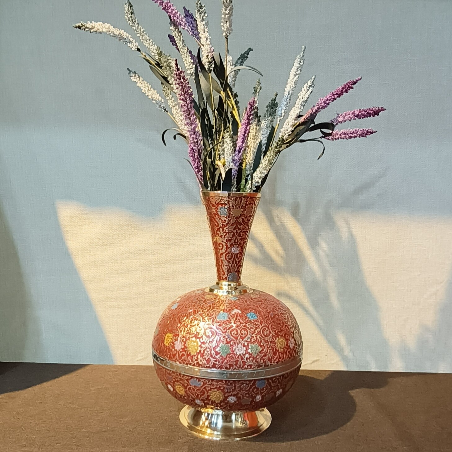 家居装饰印度进口铜花瓶样板间桌面轻奢高档插花客厅玄关摆件礼品