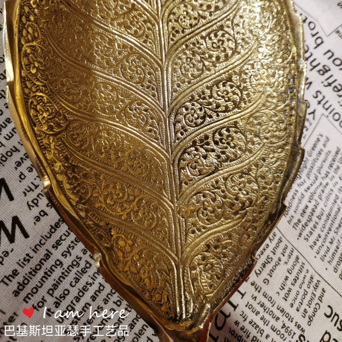 巴基斯坦铜枫叶特大号干果糖果坚果盘背景墙装饰挂件寓意家大业大