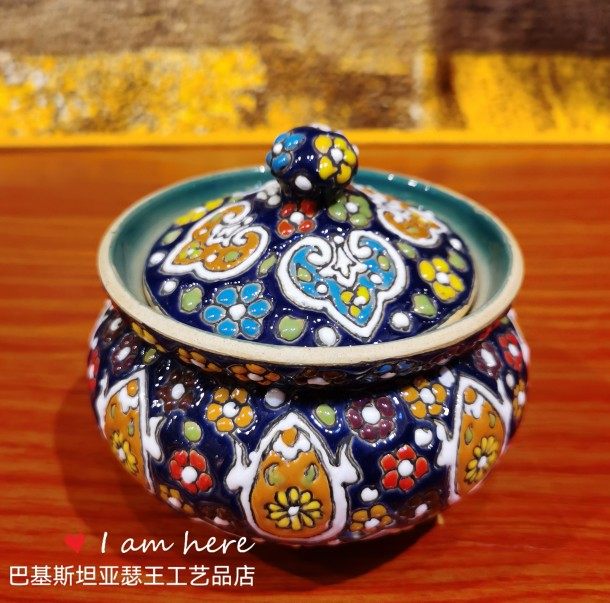 伊朗土陶手工艺品餐具食品罐盖碗餐厅客厅茶几收纳异域波普风礼品,餐饮具,盖碗,淘宝优惠券,粉丝福利购,淘宝优惠卷