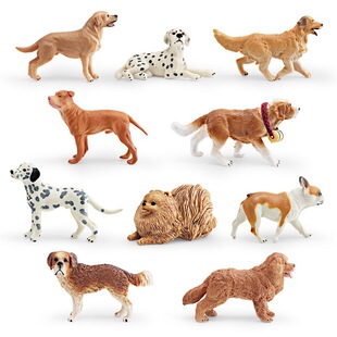 儿童仿真宠物狗狗模型斗牛犬鹿犬斑点狗圣伯纳犬带项圈博美摆件